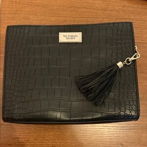 Victoria's Secret Black Croc-Embossed Bag